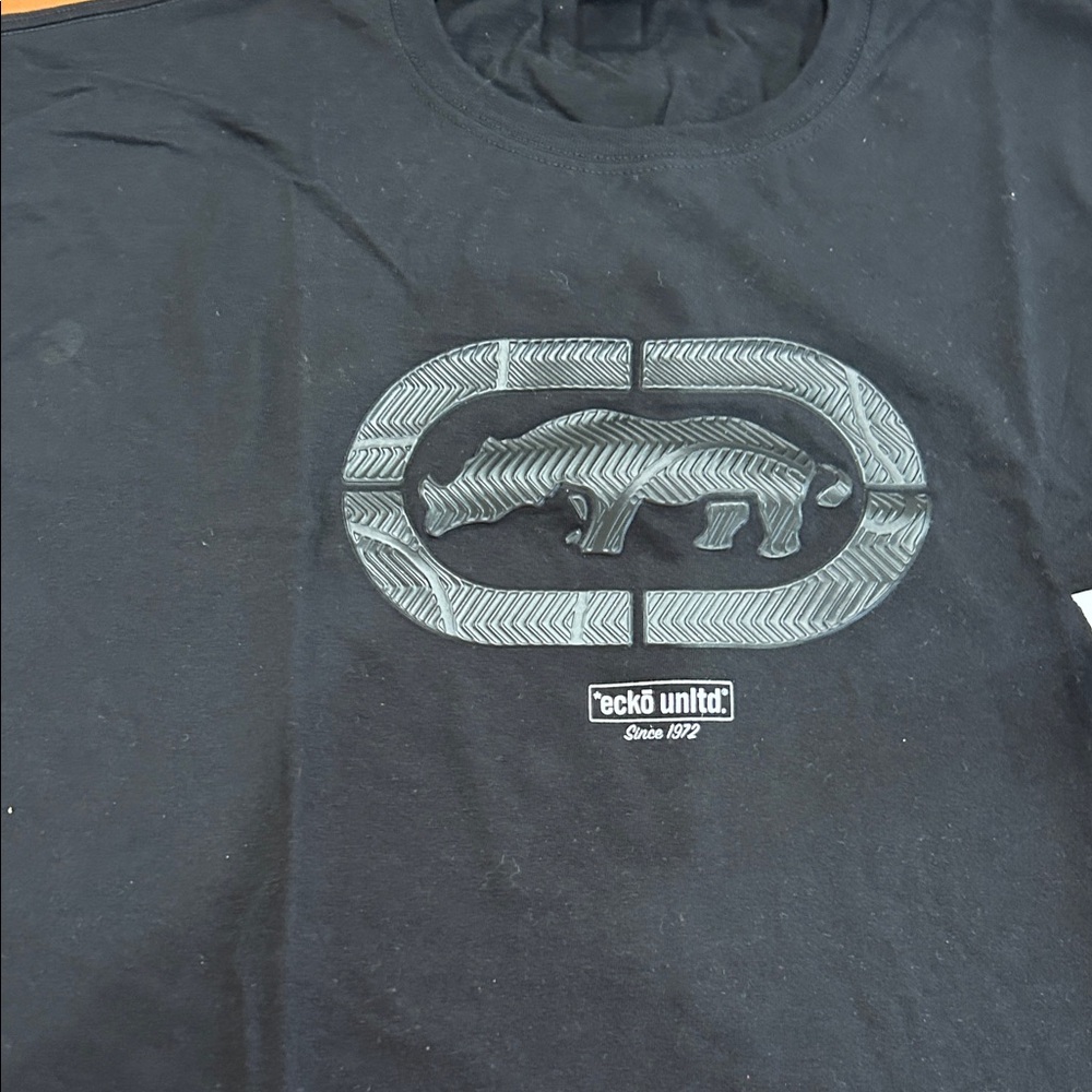 Ecko Unlimited Black Tee with Black Rhino Emblem